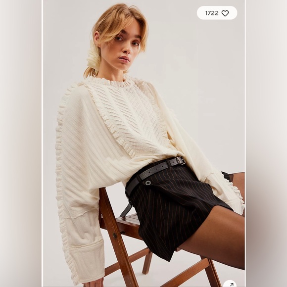 NWT Free People Romance Long Sleeve Top in Mocha - Picture 10 of 12